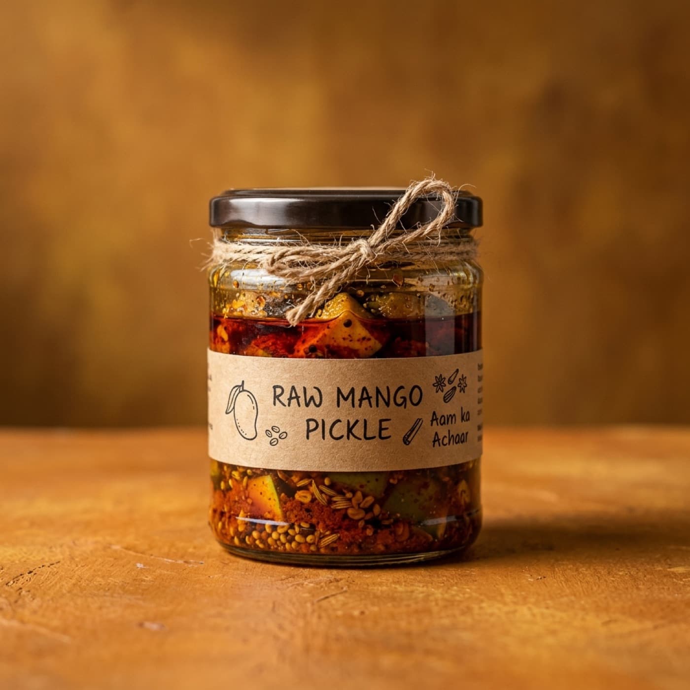 A jar of Vanasri-style raw mango pickle