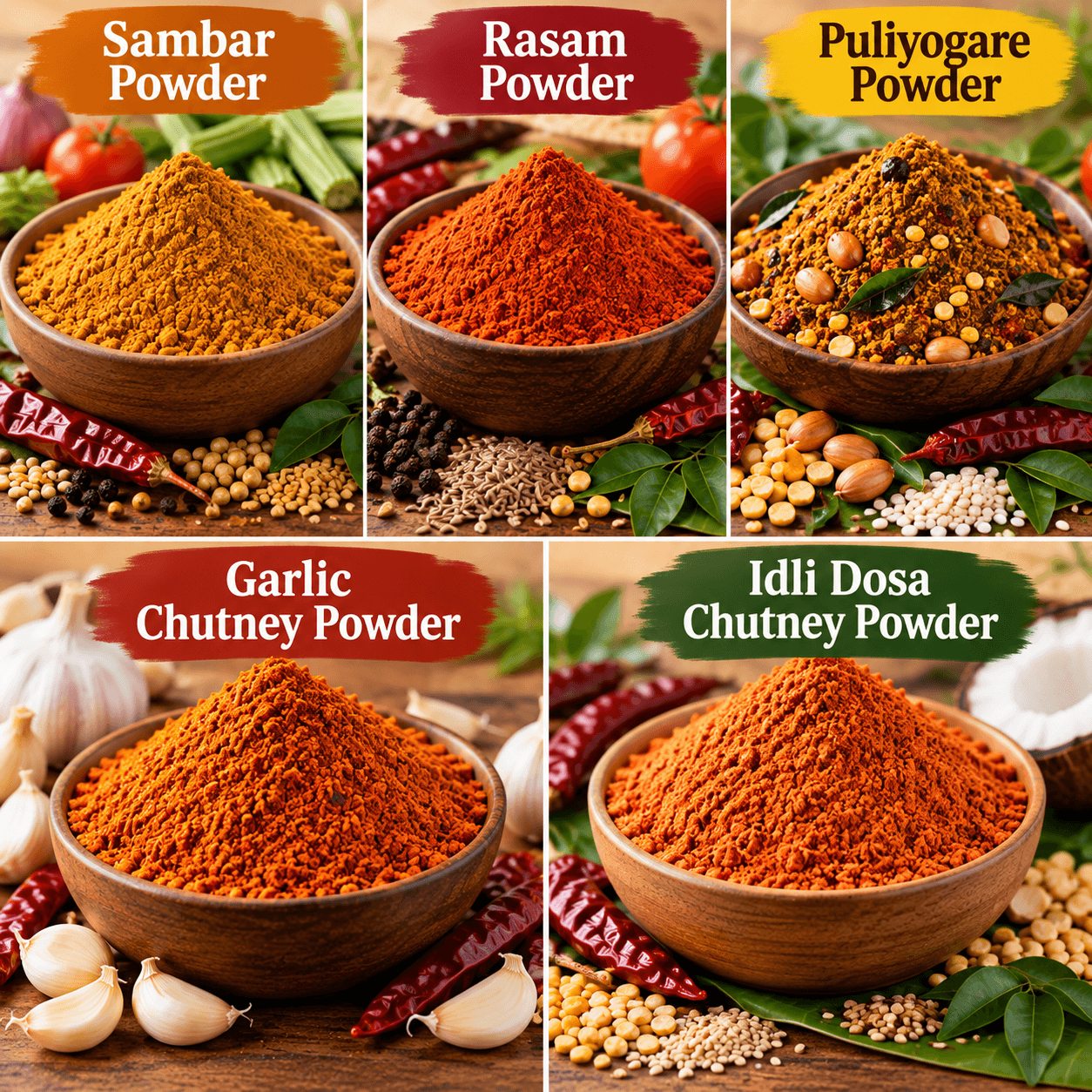Masala Combo 625g (125g x 5), 625 g, handmade by Vanasri